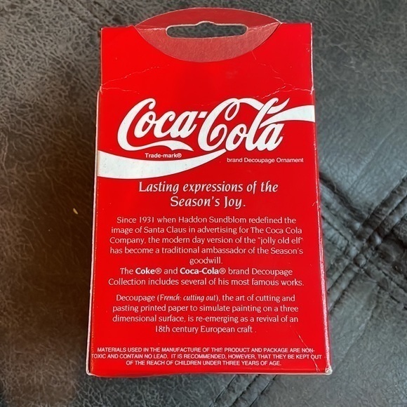 5/$25 Vintage Coca Cola Ornament Handmade Decoupage 1993 bottle 3” ball with bow - Picture 8 of 10